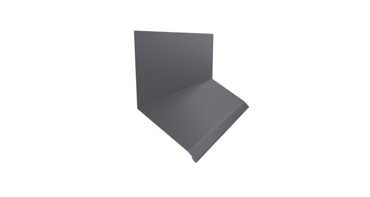 Планка примыкание верхнее к стене фальц 150х130х20 0,5 Satin с пленкой RAL 7004 сигнальный серый (2м)