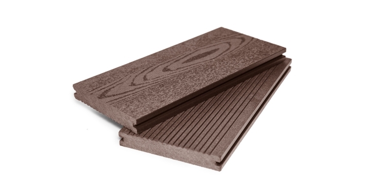 Доска ДПК Гранд Лайн 140 мм вельвет и тиснение Массив Шоколад (цвет коричневый) 3 метра